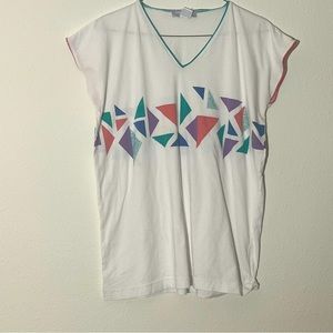 Vintage 80s 90s geometric cotton boxy sleeveless cotton top L